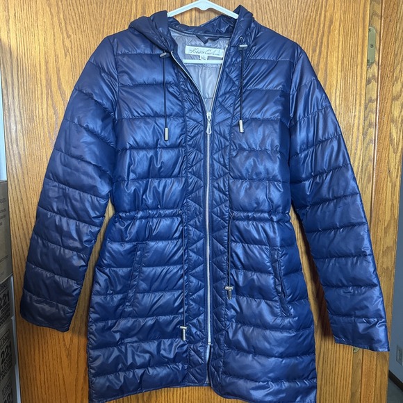 Kenneth Cole Jackets & Blazers - Kenneth Cole NY Women's Blue Long Hooded Puffer Jacket Sz S Lightweight